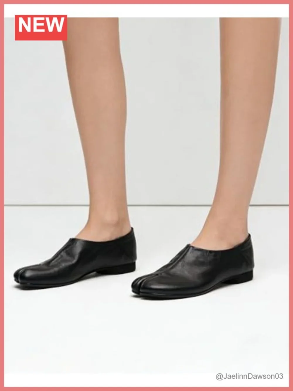 Faux Leather Split Toe Tabi Loafers Women's Slip-On Chunky Low Heel 2-Way
